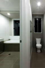 Fototapeta na wymiar A modern bathroom interior with separate toilet
