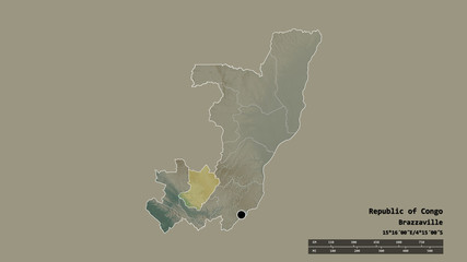 Location of Lékoumou, region of Republic of Congo,. Relief
