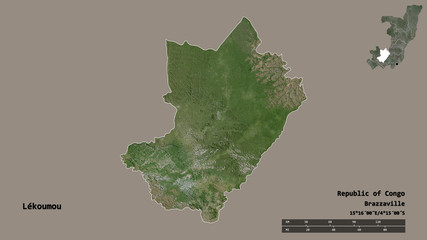 Lékoumou, region of Republic of Congo, zoomed. Satellite