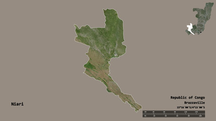 Niari, region of Republic of Congo, zoomed. Satellite