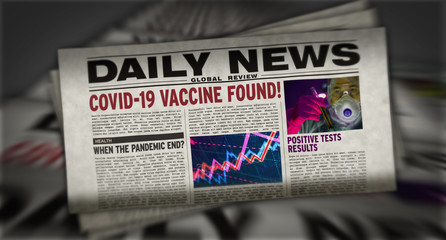 Covid-19 virus vaccine found retro newspaper printing press
