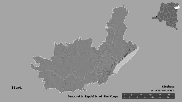 Ituri, province of Democratic Republic of the Congo, zoomed. Bilevel