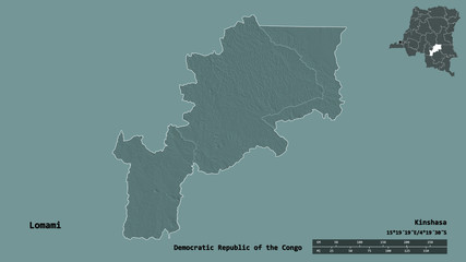 Lomami, province of Democratic Republic of the Congo, zoomed. Administrative