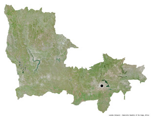 Lualaba, province of Democratic Republic of the Congo, on white. Satellite
