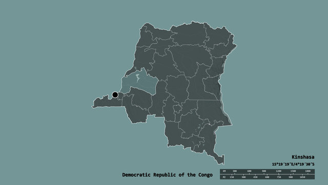 Location of Ma&iuml;-Ndombe, province of Democratic Republic of the Congo,. Administrative