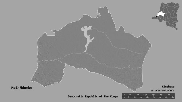 Ma&iuml;-Ndombe, province of Democratic Republic of the Congo, zoomed. Bilevel