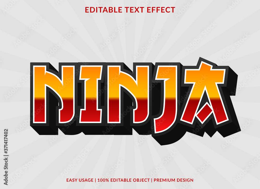 Poster ninja text effect template with 3d style and bold font concept use for brand label and sticker