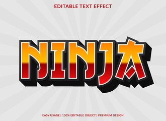 ninja text effect template with 3d style and bold font concept use for brand label and sticker - obrazy, fototapety, plakaty