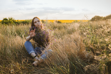 National Relaxation Day, relaxation practices, mental health, slow living concept. Young girl with...