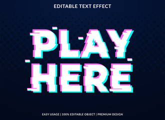 play here text effect template with glitch style and bold font concept use for brand label and logotype sticker