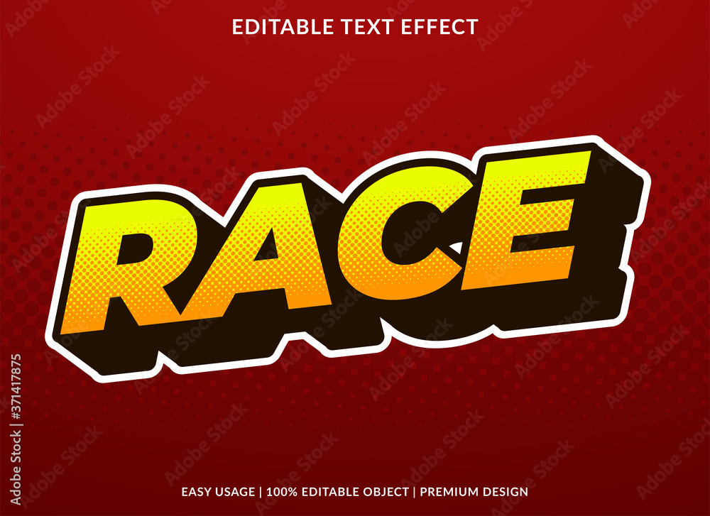 Poster race text effect template with retro style and bold font concept use for brand label and logotype st