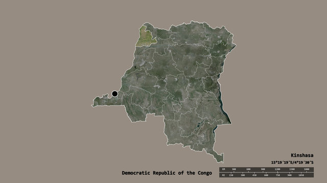 Location of Sud-Ubangi, province of Democratic Republic of the Congo,. Satellite