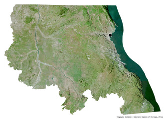 Tanganyika, province of Democratic Republic of the Congo, on white. Satellite