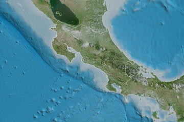 Costa Rica borders. Satellite