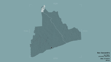 Fototapeta premium Bas-Sassandra - Côte d'Ivoire. Bounding box. Administrative