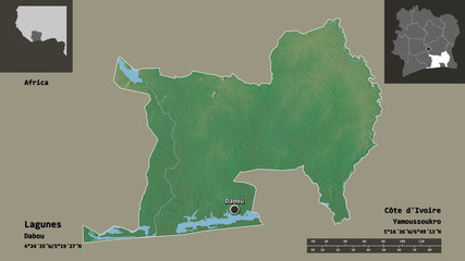 Lagunes, district of Côte d'Ivoire,. Previews. Relief