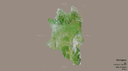 Montagnes - Côte d'Ivoire. Bounding box. Satellite