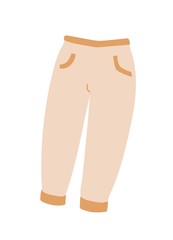 home trousers. Cozy light soft clothes for rest. Delicate beige colors. Vector cartoon illustration.