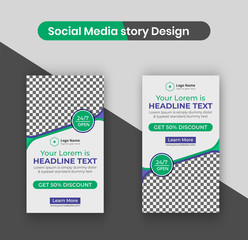 Creative Green Medical Health Doctor Hospital Social Media Story Banner Design Template