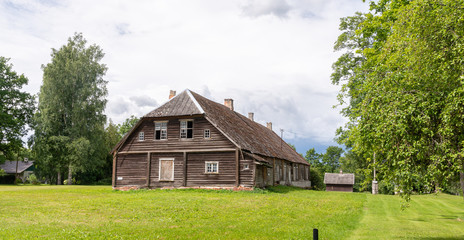 Plakat wooden house in estonian village