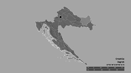 Location of Osjecko-Baranjska, county of Croatia,. Bilevel