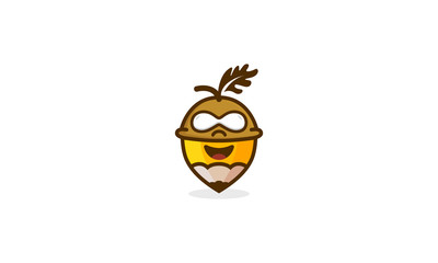 Creative Logo Design Combination Peanut and Pencil Drawing Abstract Mascot.