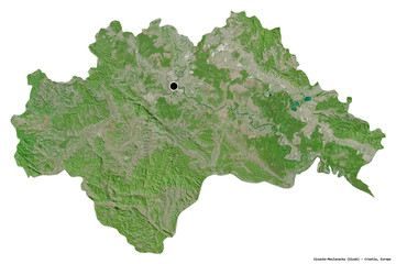 Sisacko-Moslavacka, county of Croatia, on white. Satellite