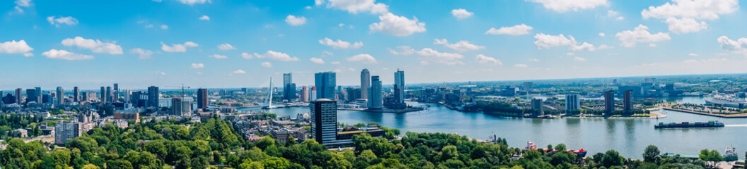 beautiful panorama view of Rotterdam from Euromast  - obrazy, fototapety, plakaty