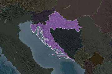 Croatia borders. Neighbourhood desaturated. Administrative