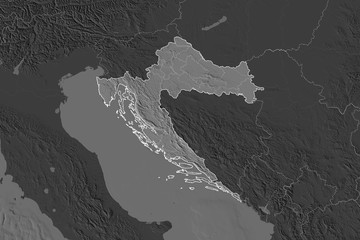 Croatia borders. Neighbourhood desaturated. Bilevel