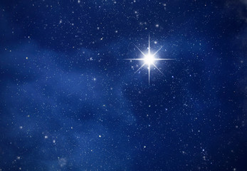 Amazing Polaris in deep starry night sky, space with stars - 371424424