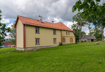 Fototapeta na wymiar old wooden mansion in estonia europe