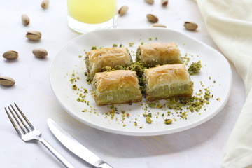 baklava on a white background