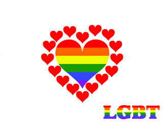 Vector illustration. Rainbow heart, lgbt community sign isolated on white background.
