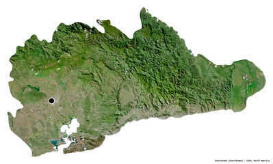 Guantánamo, province of Cuba, on white. Satellite