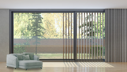 Naklejka na ściany i meble Large luxury modern minimal bright interiors room mockup illustration 3D rendering