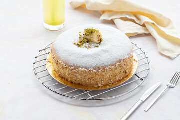 banana german cake on white background