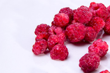 Red raspberry on a white background