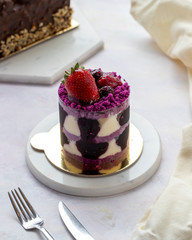 forest fruit cake on white background