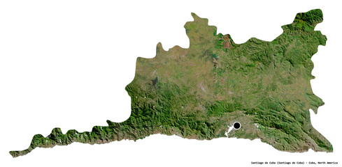 Santiago de Cuba, province of Cuba, on white. Satellite