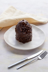 volcanic cake on a white background