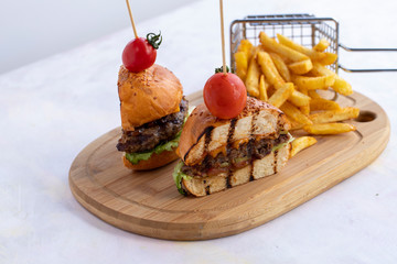 hamburger, french fries and cola on a white background