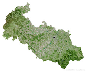 Moravskoslezský, region of Czech Republic, on white. Satellite