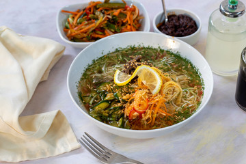 kuksi soup on white ground