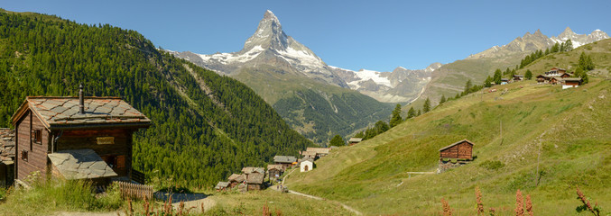 small mountain village over Zermatt on the Swiss alps