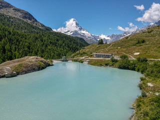 Landscape with mount Matterhorn over Zermatt in the Swiss alps