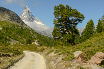 Landscape with mount Matterhorn over Zermatt in the Swiss alps