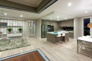 Fototapeta na wymiar Interior shot of modern and luxury kitchen design