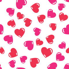Seamless heart shaped pattern. Design for Valentine's Day or another love romantic projects. Repeating vector illustration for wrapping paper, textile, baby clothing or greeting cards. 