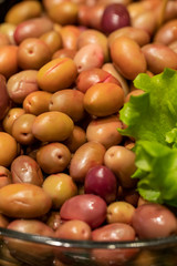 organic olives ready for sale on the counter
